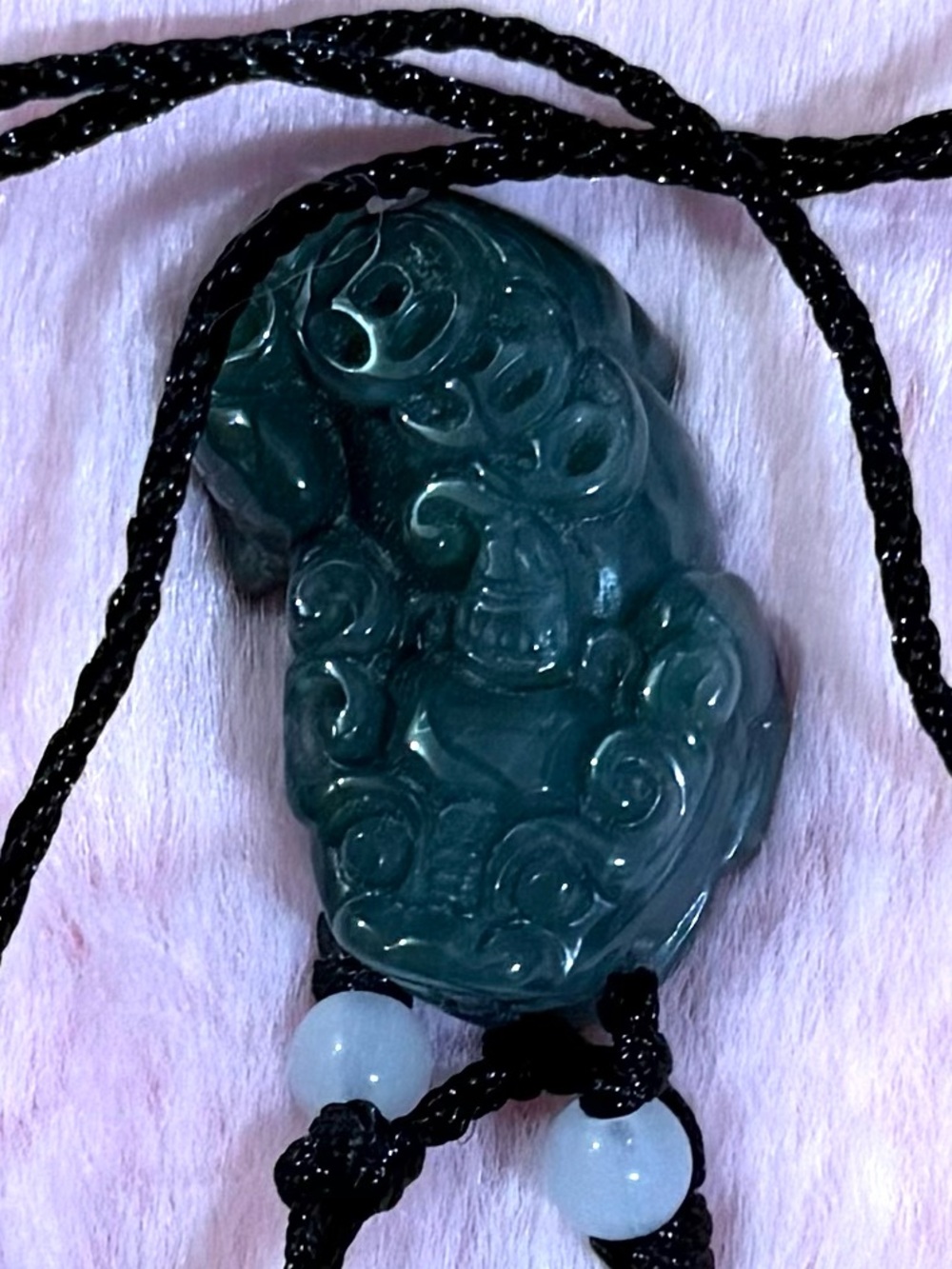 Certified Grade A Burma Green Dragon Jade Pendant Necklace